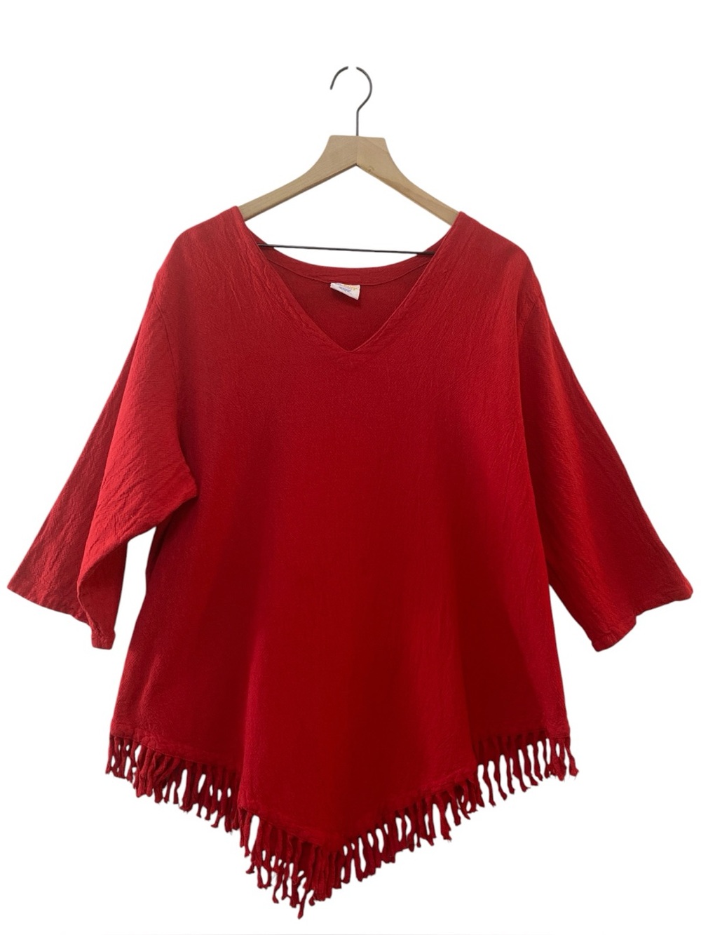 Sea Breeze of California 100% Cotton Top Size XL Red Fringe Hem Coastal Grandma